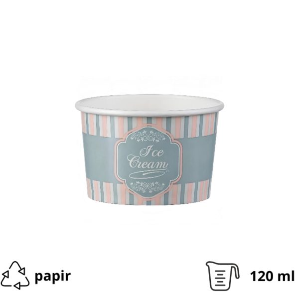 Papirnata skodelica120 ml (4oz) ICE CREAM design d=7,7cm, h=4,8cm [50 kom/pak]