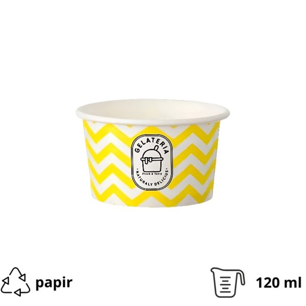 Papirnata skodelica120 ml (4oz) ZIG ZAG yellow d=7,7cm, h=4,8cm [50 kom/pak]