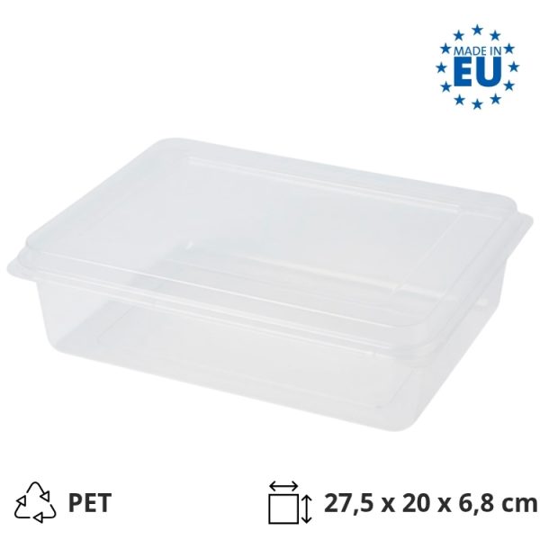 Posuda za poklopcem PET 275х200х68 mm prozirna [80 kom/pak]