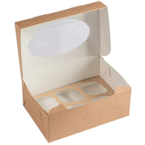 Kutija za muffine z prozorom ECO MUF 6 250x170x100 mm kraft (25 kom/pak)