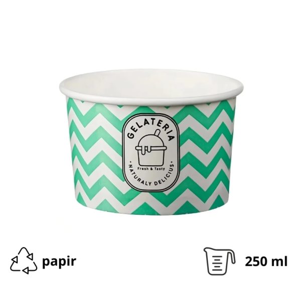 Papirnata skodelica 250 ml (8oz) d=92 mm, h=59 mm ZIG ZAG green 50 kom