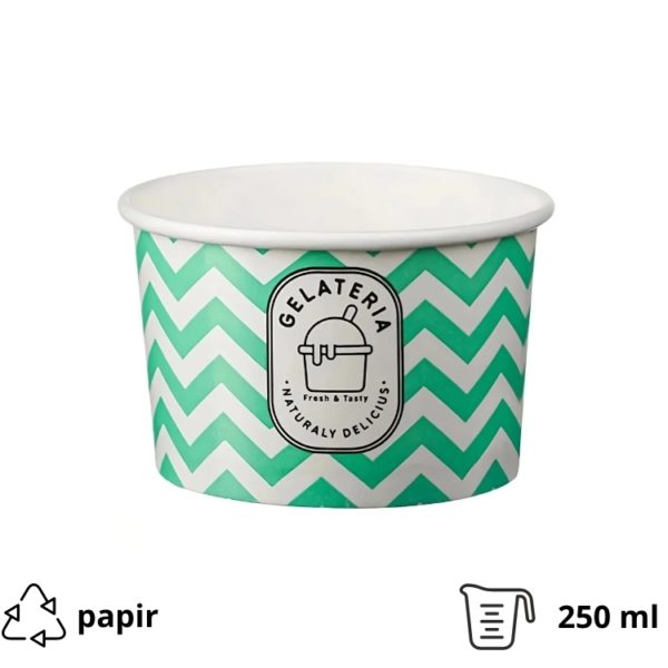 Papirnata skodelica 250 ml (8oz) d=92 mm, h=59 mm ZIG ZAG green 50 kom