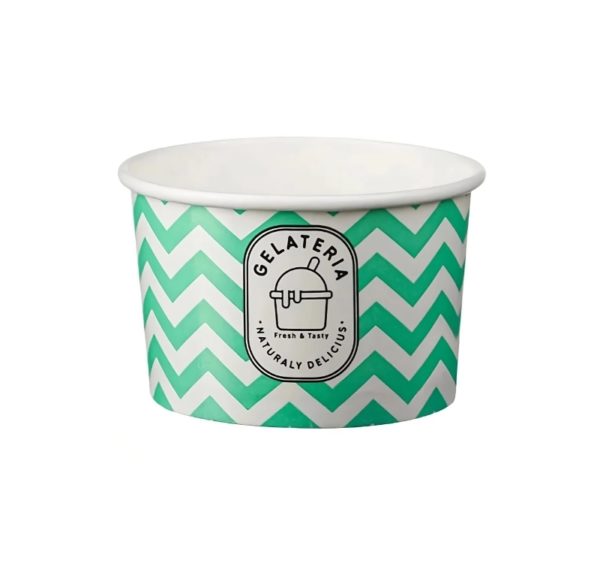 Papirnata skodelica 250 ml (8oz) d=92 mm, h=59 mm ZIG ZAG green 50 kom