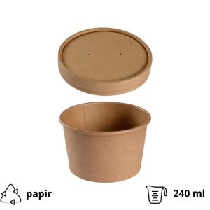 Papirnata posuda za juhu za poklopcem 240 ml d=97 mm h=60 mm kraft, 50 kom (komplet)