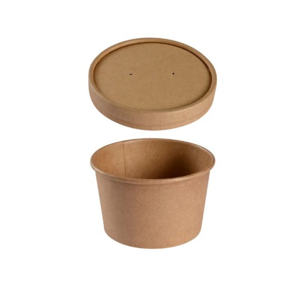 Papirnata posuda za juhu za poklopcem 240 ml d=97 mm h=60 mm kraft, 50 kom (komplet)