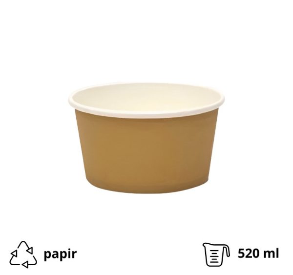 Papirnata posuda ECO 520 ml d=110 mm h=84,5 mm kraft, bez poklopca 50 kom