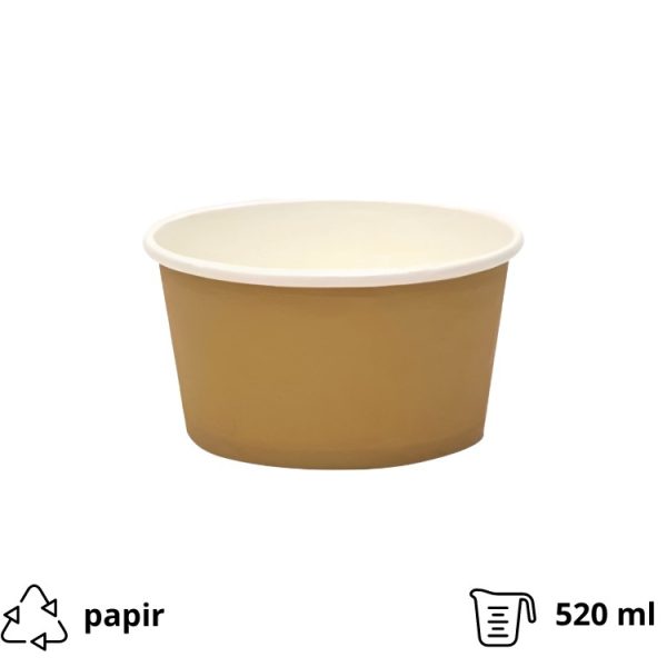 Papirnata posuda ECO 520 ml d=110 mm h=84,5 mm kraft, bez poklopca 50 kom