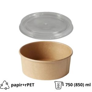 Papirnata posuda za poklopcem 750 (850) ml d=145 mm h=70 mm, kraft, 50 kom (komplet)