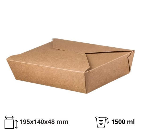 Papirnata posuda 1500 ml 195х140х48 mm kraft 50 kom