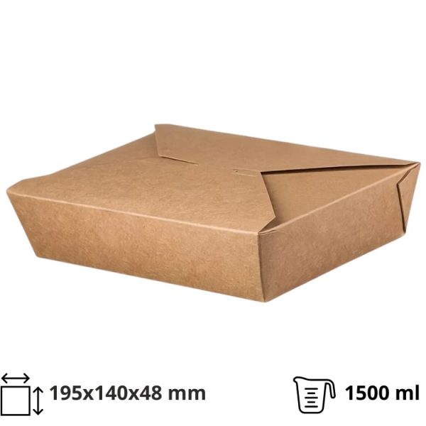 Papirnata posuda 1500 ml 195х140х48 mm kraft 50 kom