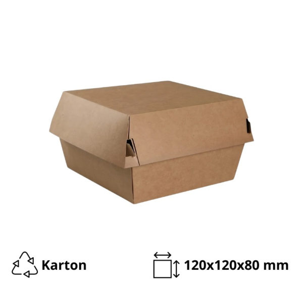 Kutija za hamburger 120x120x80 mm kraft/kraft 100 kom