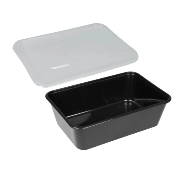 Posuda PP za poklopcem 1000 ml 170х115х75 mm crna, 50 kom (komplet)