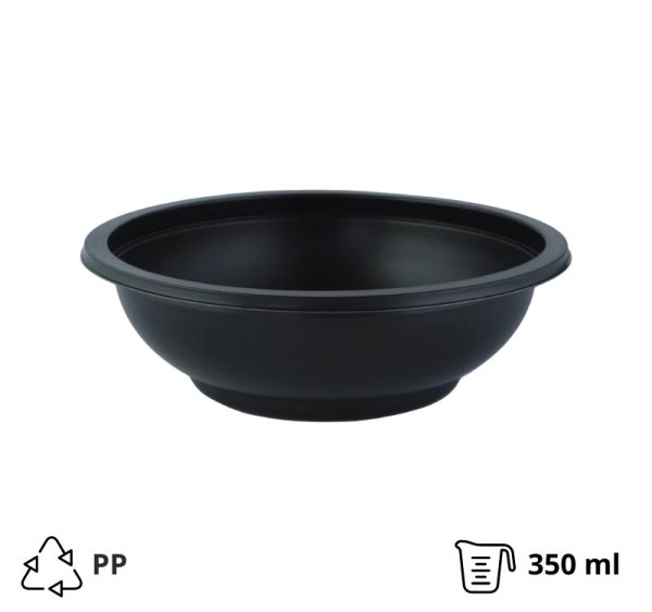 Posuda PP 350 ml d=145 mm h=50 mm crna, bez poklopca [50 kom/pak]