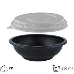 Posuda za juhu za poklopcem PP 350 ml d=145 mm h=50 mm, crna, 50 kom (komplet)