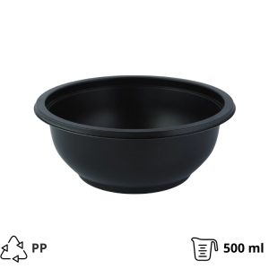 Posuda PP 500 ml d=145 mm h=60 mm crna, bez poklopca [50 kom/pak]
