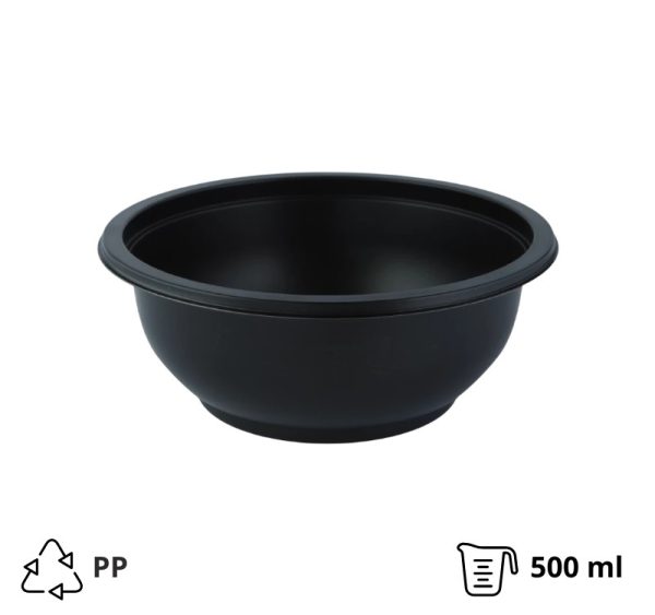 Posuda PP 500 ml d=145 mm h=60 mm crna, bez poklopca [50 kom/pak]