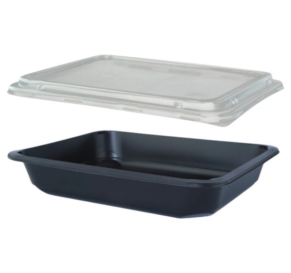 Posuda PP za poklopcem 227х178х40 mm, crna, 50 kom (komplet)