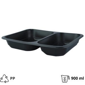 Posuda PP 227х178х40 mm 2 odjeljka crna [50 kom/pak]