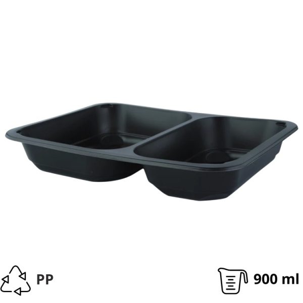 Posuda PP 227х178х40 mm 2 odjeljka crna [50 kom/pak]