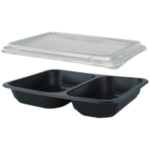 Posuda za poklopcem PP 227х178х40 mm 2 odjeljka, crna, 50 kom (komplet)