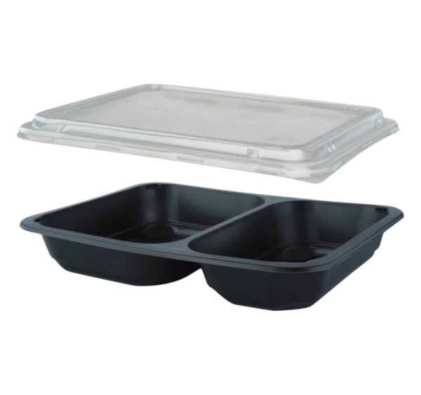 Posuda za poklopcem PP 227х178х40 mm 2 odjeljka, crna, 50 kom (komplet)
