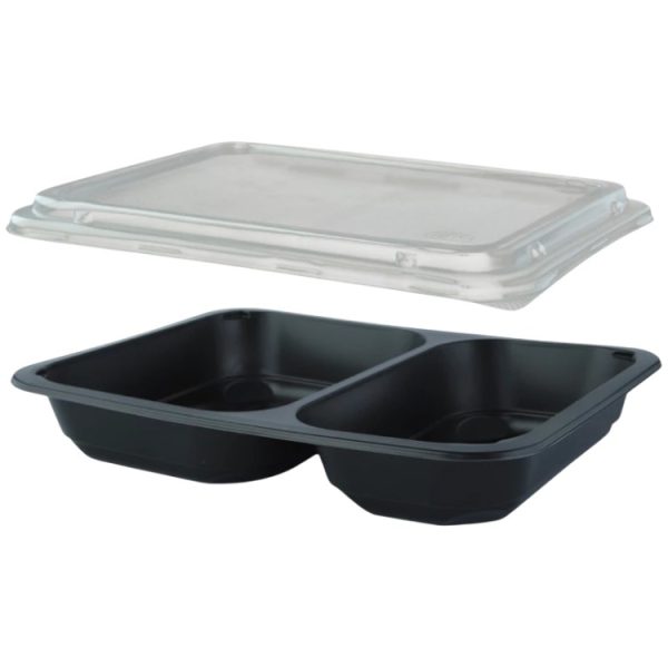 Posuda za poklopcem PP 227х178х40 mm 2 odjeljka, crna, 50 kom (komplet)