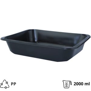 Posuda PP 2000 ml 227х178х50 mm crna, bez poklopca [50 kom/pak]