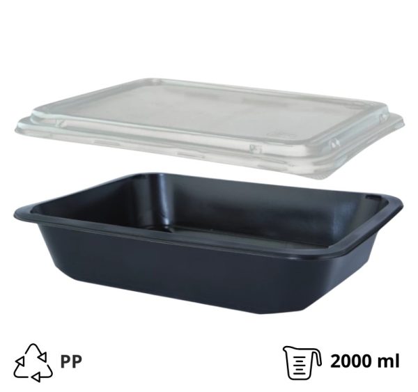 Posuda za poklopcem PP 227х178х50mm, crna, 50 kom (komplet)