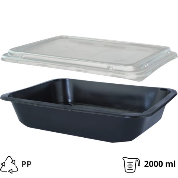 Posuda za poklopcem PP 227х178х50mm, crna, 50 kom (komplet)