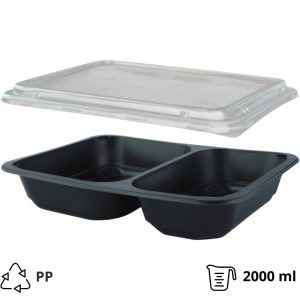 Posuda PP za poklopcem 227х178х50 mm 2 odjeljka, crna, 50 kom (komplet)