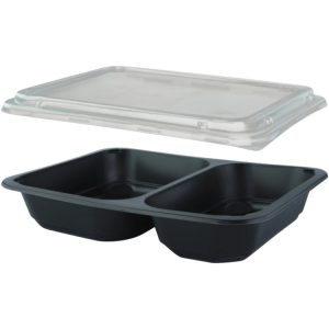 Posuda PP za poklopcem 227х178х50 mm 2 odjeljka, crna, 50 kom (komplet)