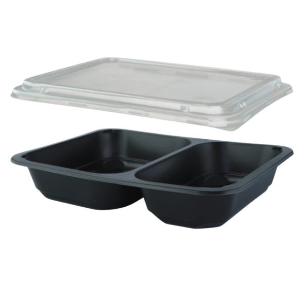 Posuda PP za poklopcem 227х178х50 mm 2 odjeljka, crna, 50 kom (komplet)