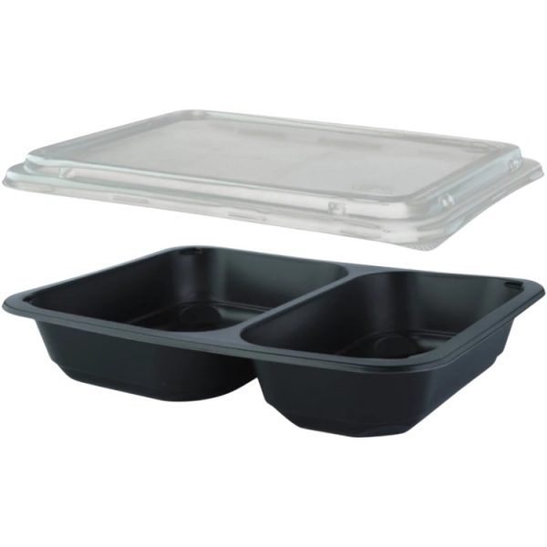 Posuda PP za poklopcem 227х178х50 mm 2 odjeljka, crna, 50 kom (komplet)