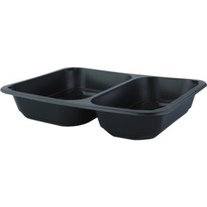 Posuda PP 2000 ml 227х178х50 mm 2 odjeljka crna, bez poklopca [50 kom/pak]