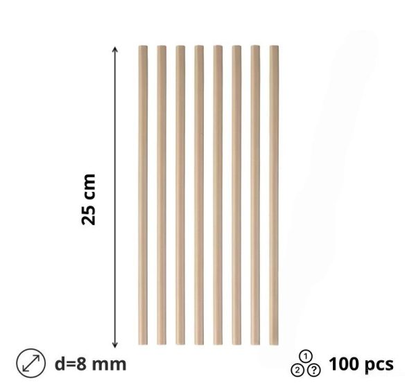 Slamke papirnate  l=250 mm d=8 mm kraft 100 kom/pak [5 kom/pak]