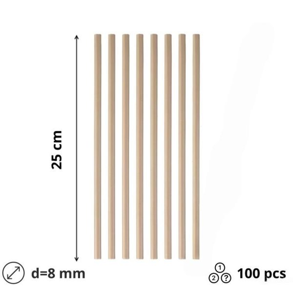 Slamke papirnate  l=250 mm d=8 mm kraft 100 kom/pak [5 kom/pak]