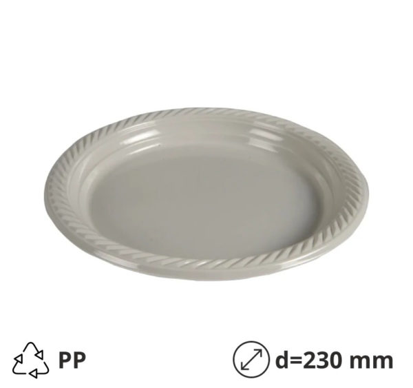 Tanjur PP d=230 mm svijetlo siva [100 kom/pak]