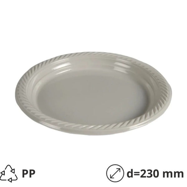 Tanjur PP d=230 mm svijetlo siva [100 kom/pak]