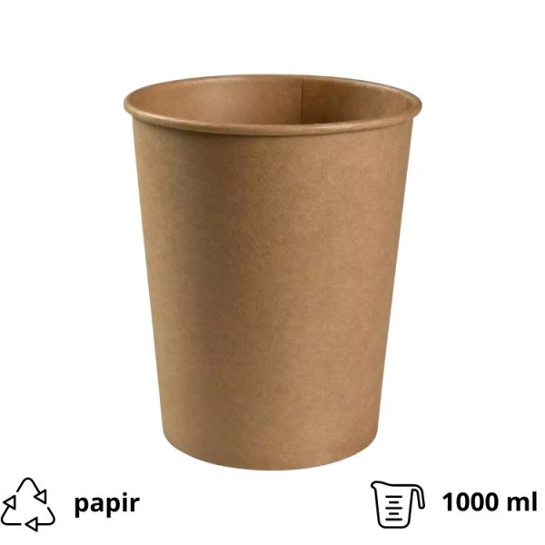 Posuda papirnata 1000 ml d=115 mm h=136 mm, kraft, bez poklopca [250 kom/pak]