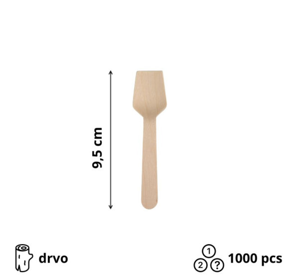 Žlica-mini 9.5 cm leseni 1000 kom