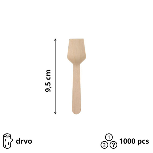 Žlica-mini 9.5 cm leseni 1000 kom