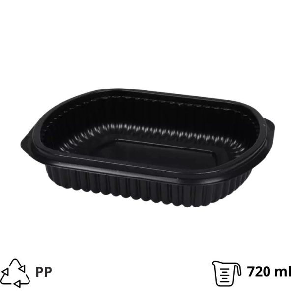 Posuda PP 210x180x40 mm ,720 ml crna [150 kom/pak]