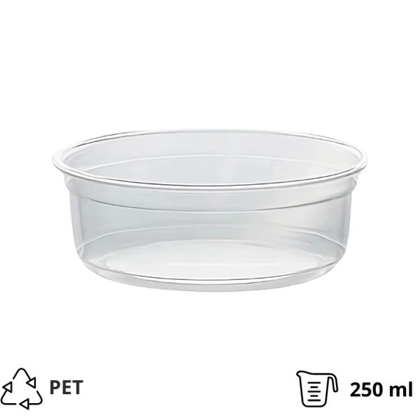 Posuda PET 250ml DELI d=117mm, h=45mm prozorna, bez poklopca [50 kom/pak]