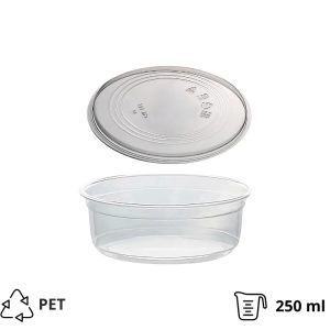 Posuda PET za poklopcem 250ml DELI d=117mm, h=45mm prozorna, 50 kom (komplet)