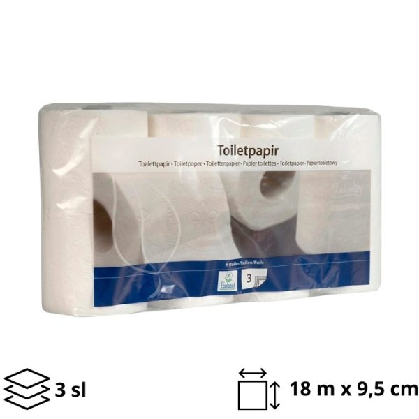 Toaletni papir 3 sl 8 rol, bijeli 160 l 8/1