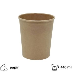 Posuda papirnata za poklopcem 440 ml d=97 mm h=100 mm kraft, 25 kom (komplet)