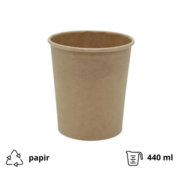 Posuda papirnata 440 ml d=97 mm h=100 mm kraft bez poklopca 25 kom