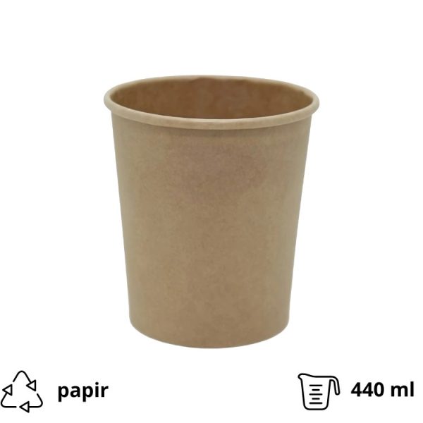 Posuda papirnata 440 ml d=97 mm h=100 mm kraft bez poklopca 25 kom