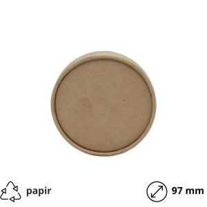Posuda papirnata za poklopcem 440 ml d=97 mm h=100 mm kraft, 25 kom (komplet)