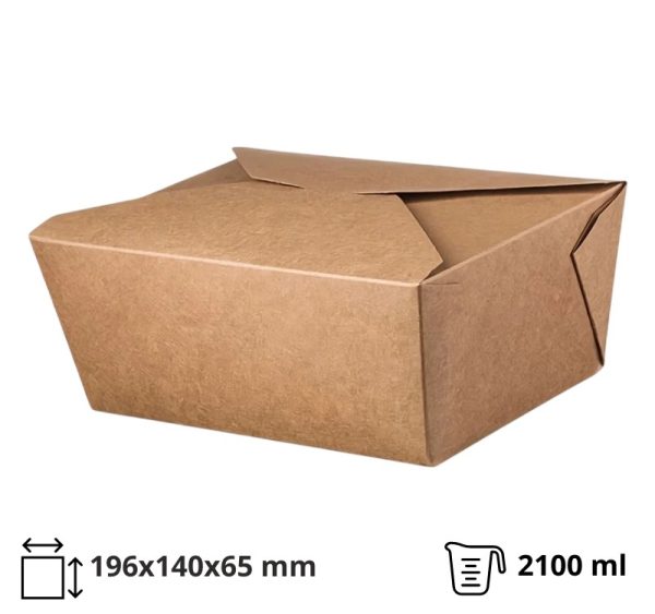 Posuda papirnata 2100 ml 196x140x65 mm kraft 50 kom